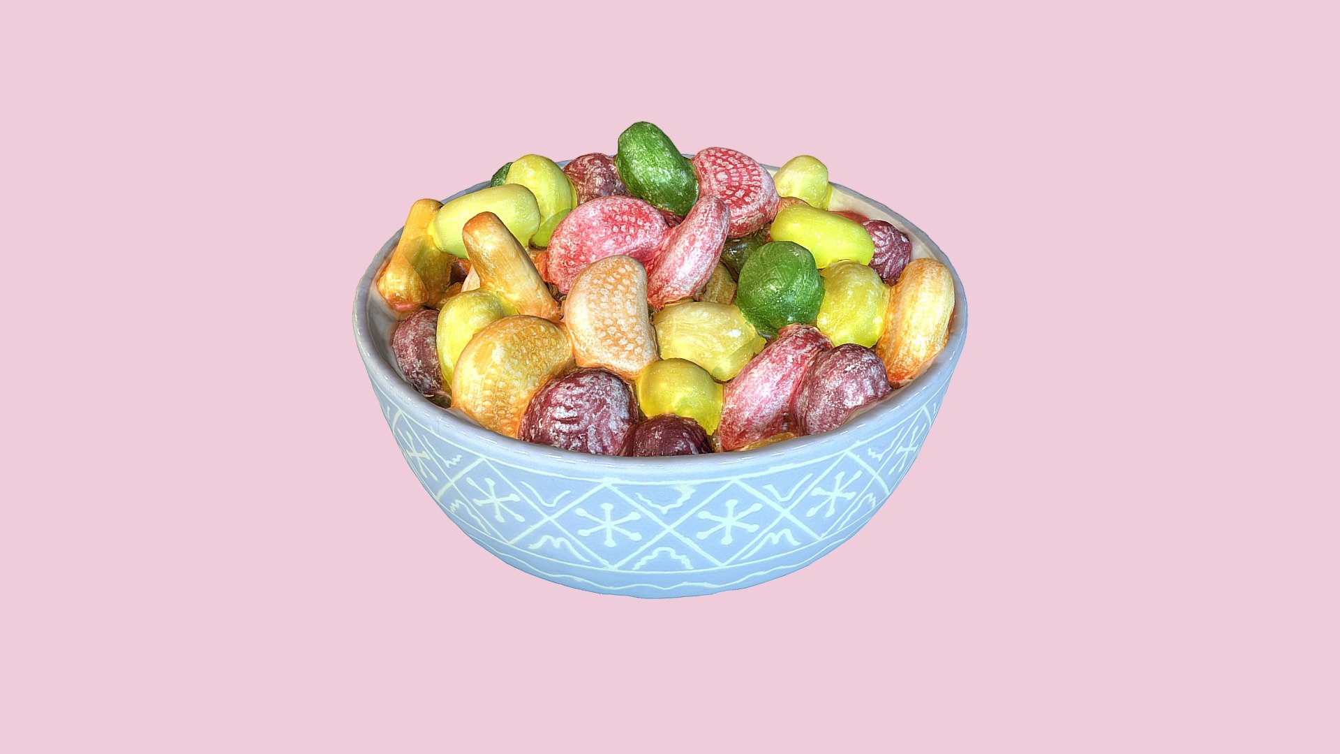 Bowl full of hard candies 3d model