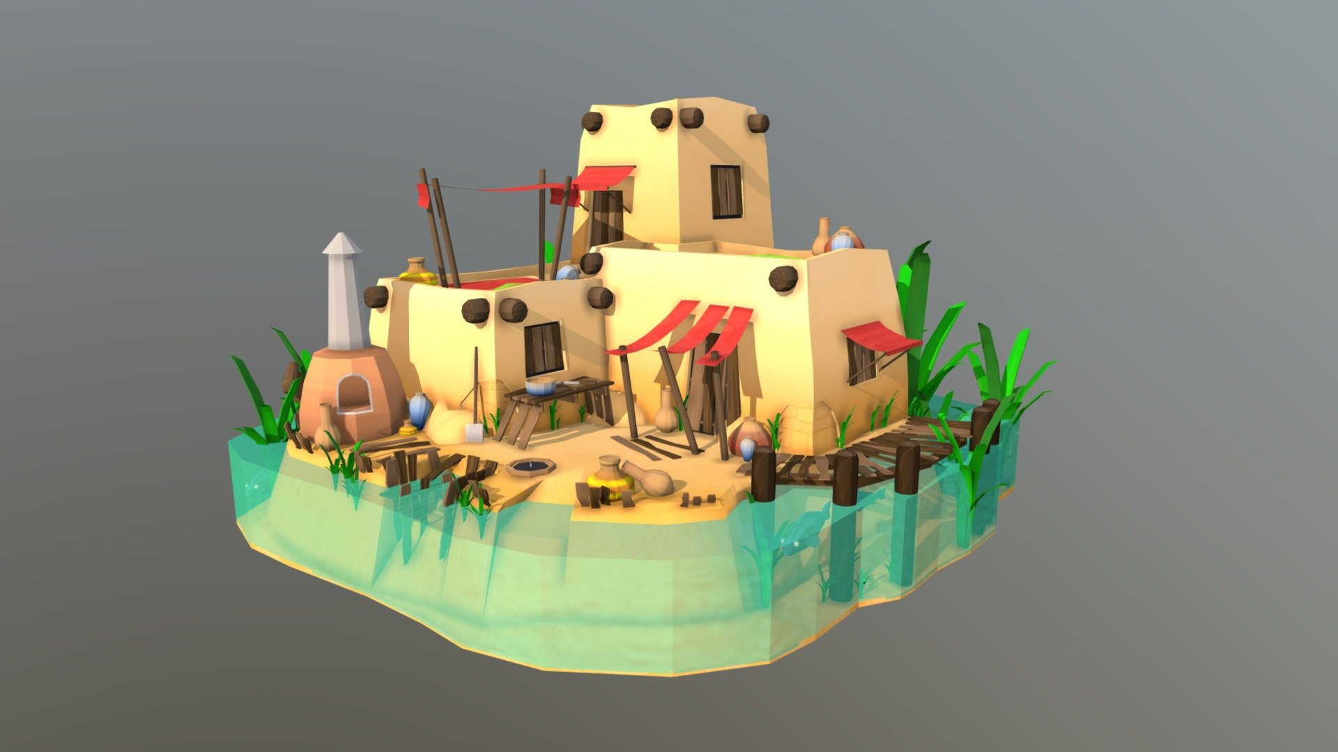 Egyptian Stylised Pottery | Tiny Villages 3d model