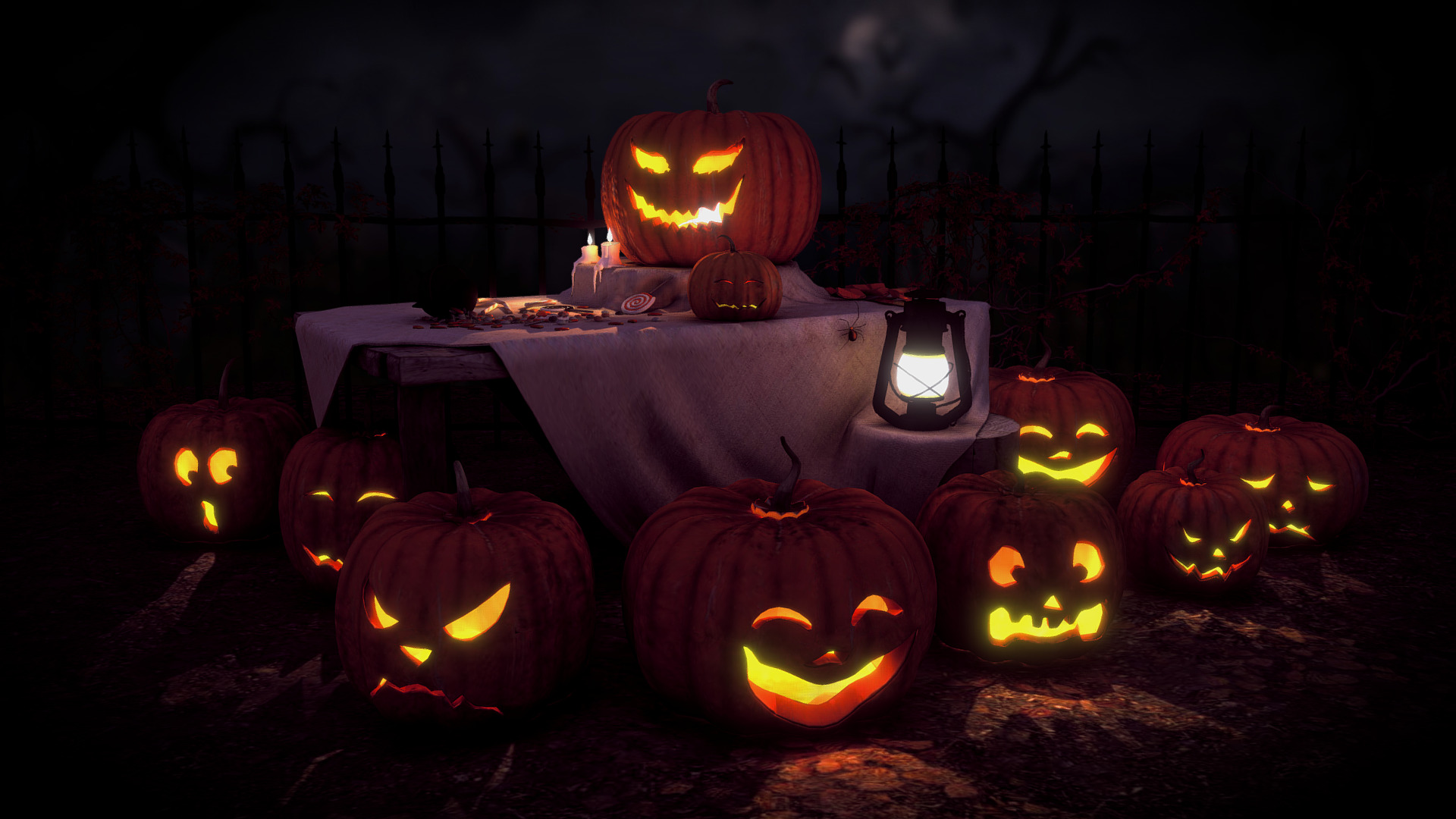 Jack-O-Lanterns party 3d model