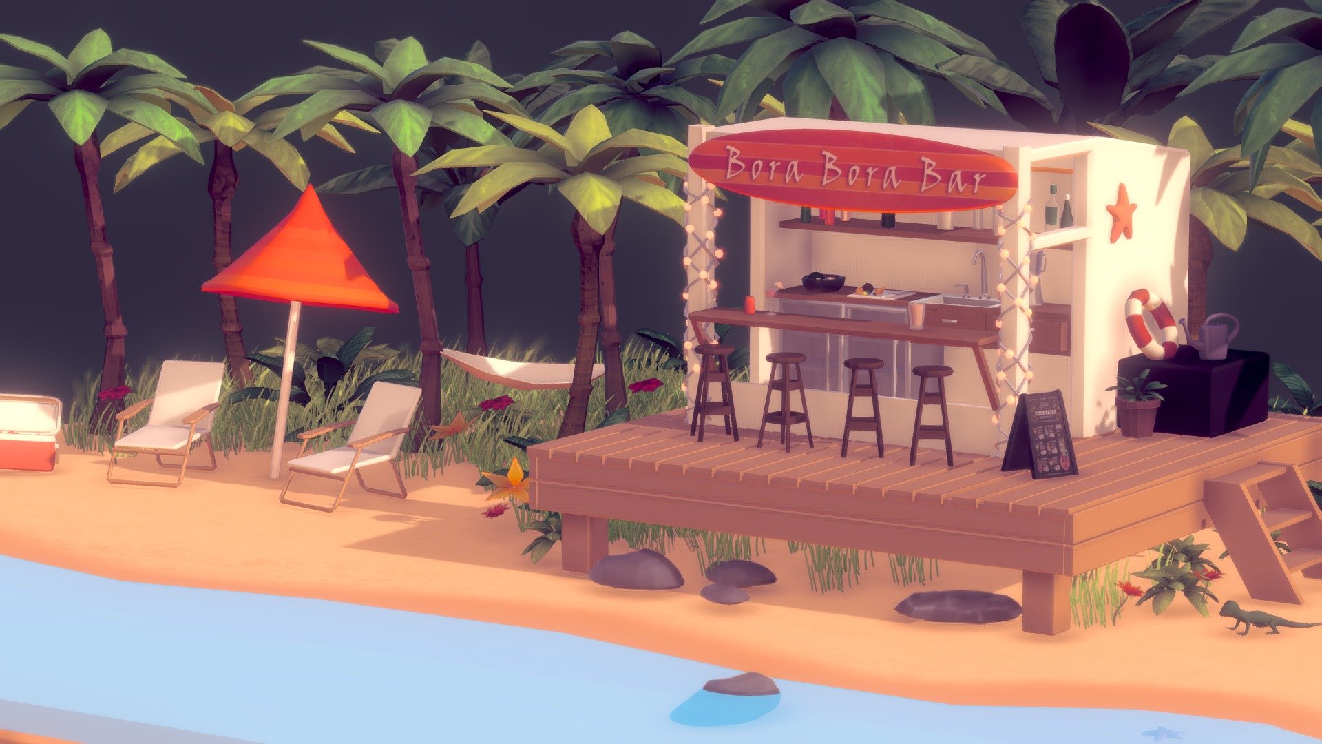 Tropical Beach 3d model