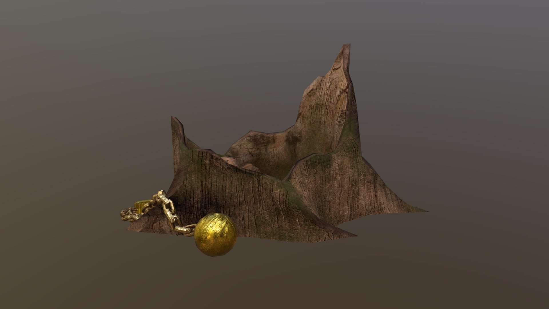 Tree Stump with Golden Slave Chain 3d model