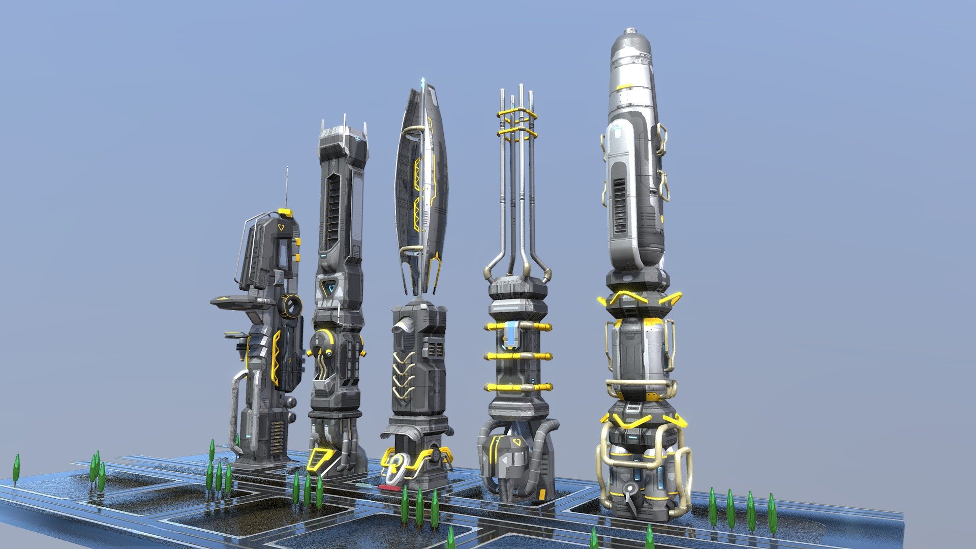 Modular SciFi Buildings 3d model