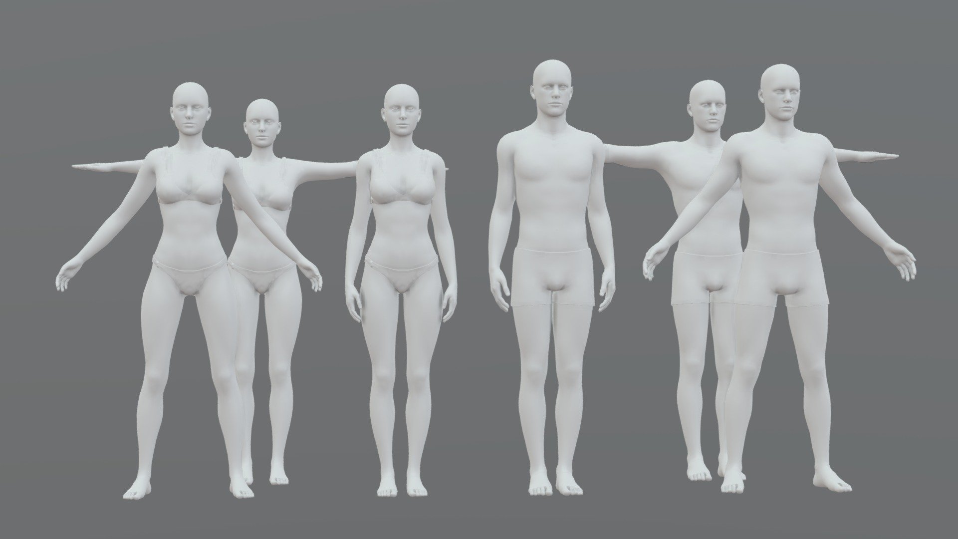 Characters base mesh pack 3d model