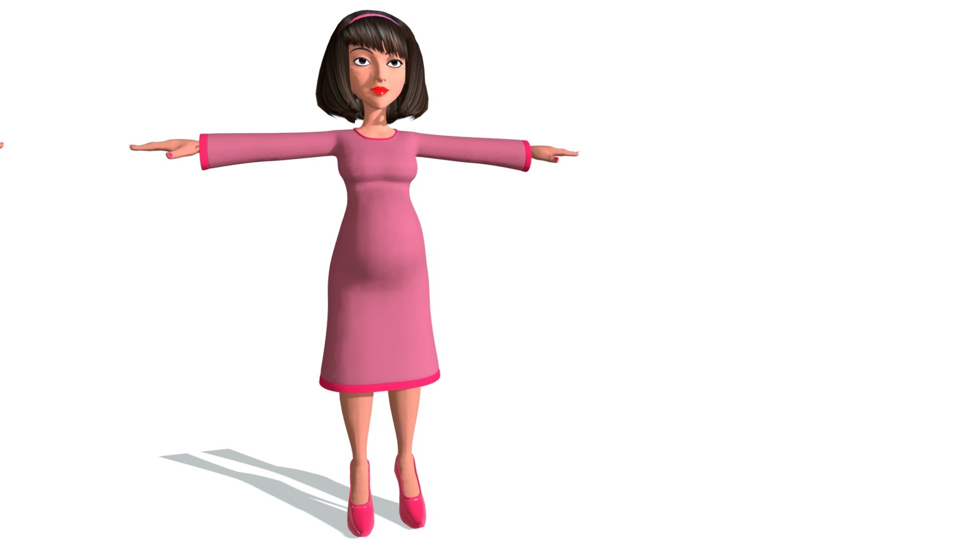 Cartoon Pregnant Woman 3d model