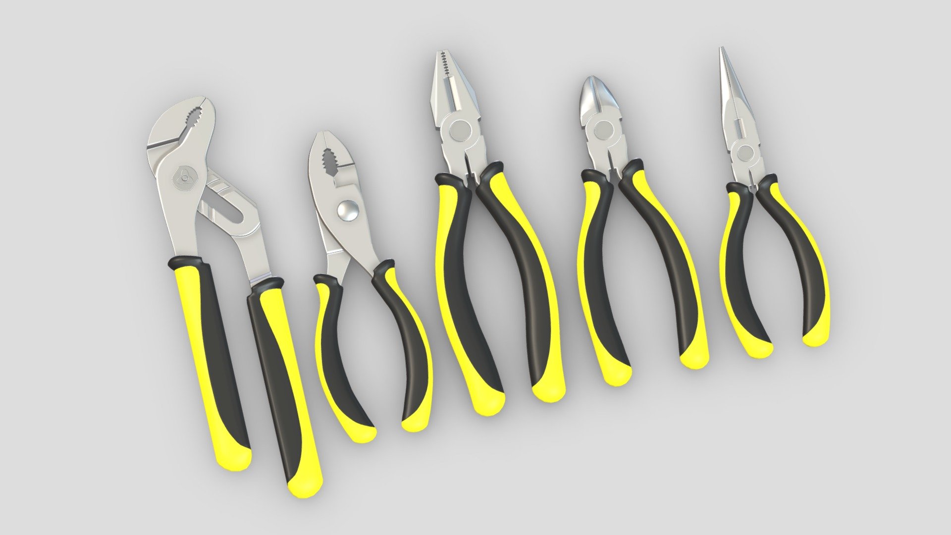 5 Pliers Set 3d model