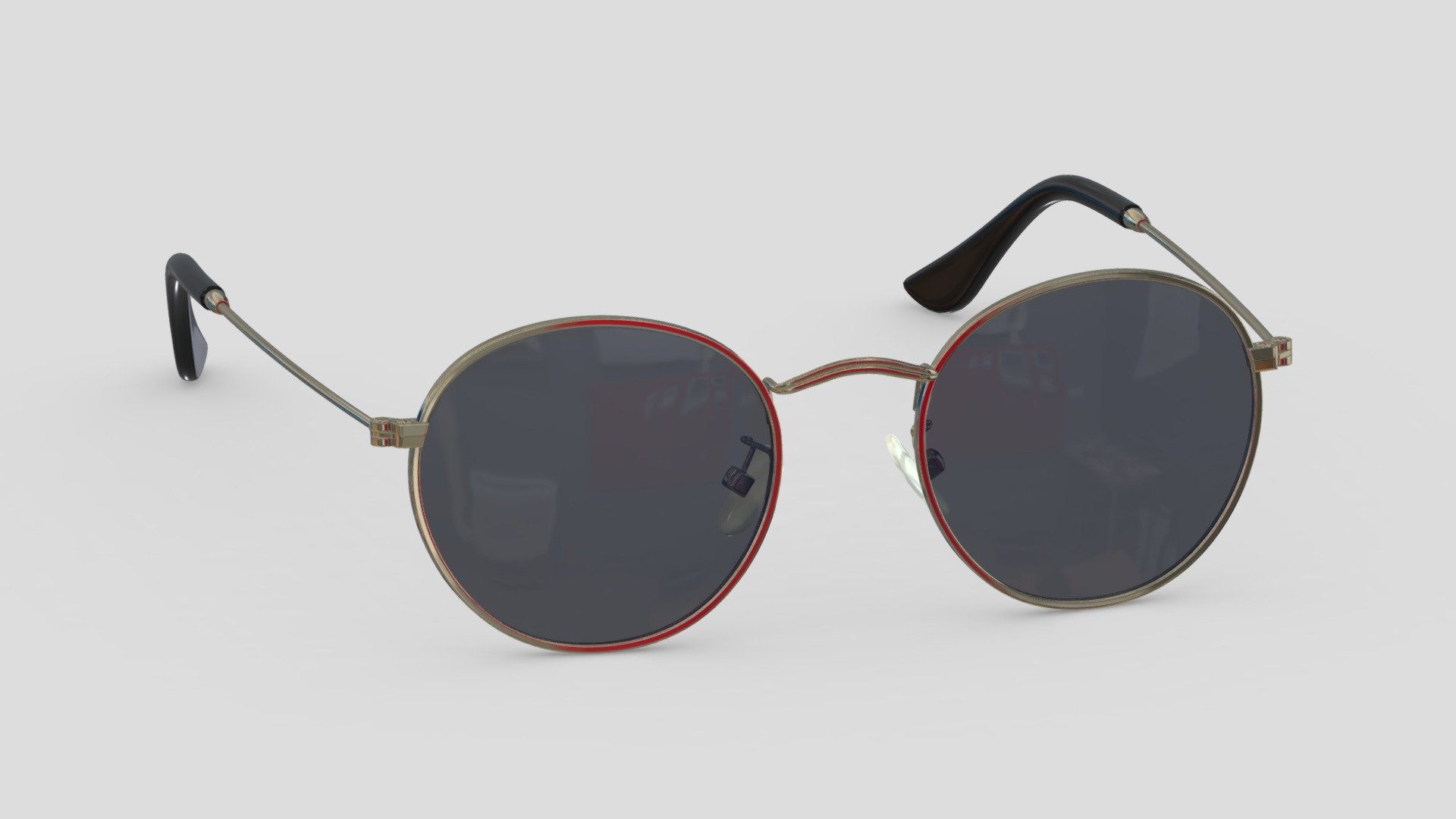 Round Polarized Sunglasses 3d model