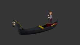 Character Italian Venetian Gondolier Lowpoly