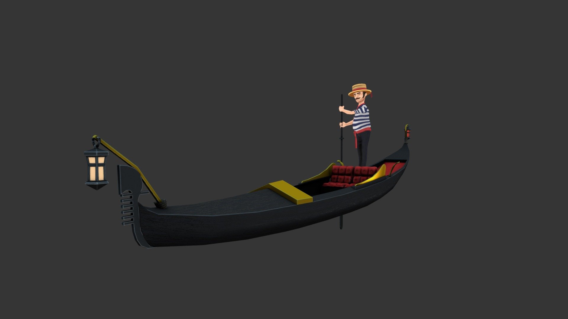 Character Italian Venetian Gondolier Lowpoly 3d model