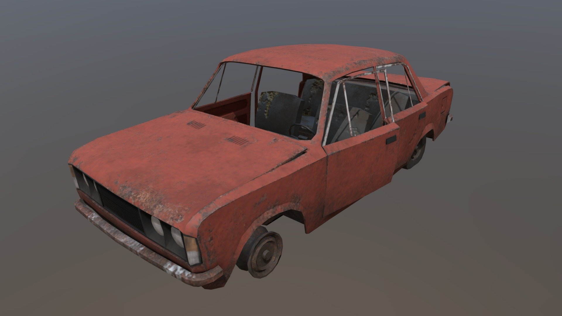 Wrecked Fiat 125p 3d model