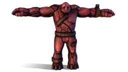 Skinned Character Red  Monster Clay Golem