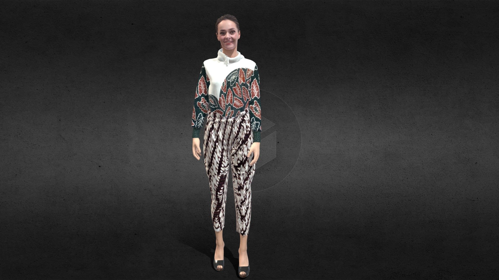 Batik Girl Standing Pose 3d model