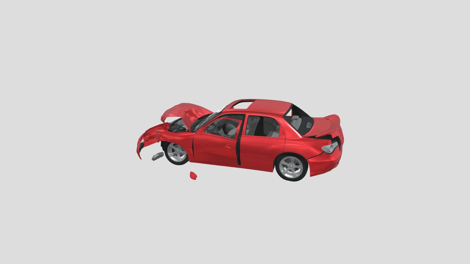 Wrecked Car 2 3d model