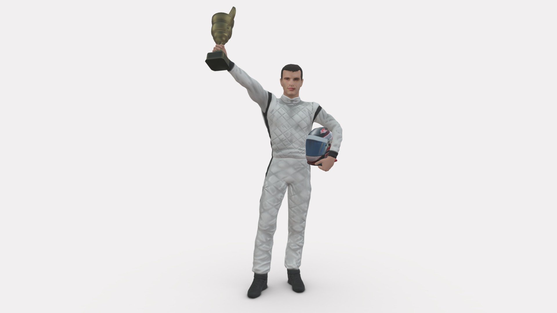 racer in white and cup 1100 3d model