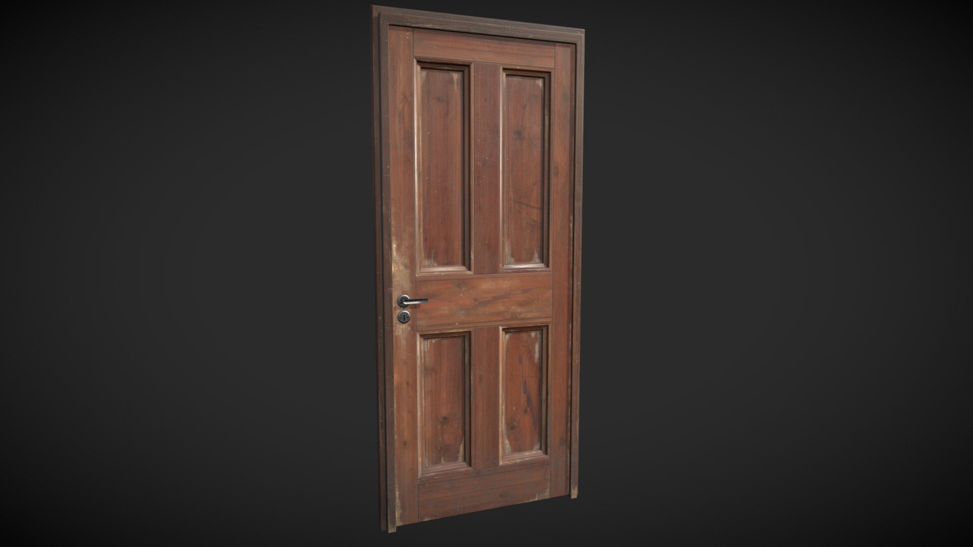 Old wooden damaged door PBR 3d model