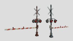 Railroad Crossing Gate with pbr textures