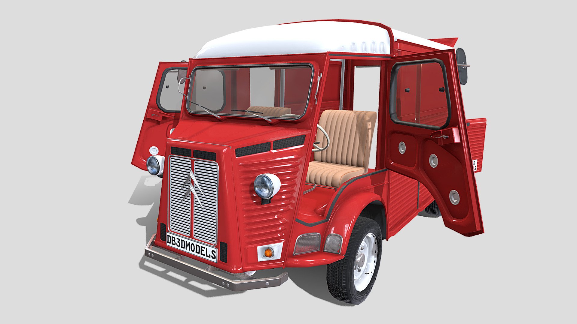 Citroen HY Red with interior 3d model