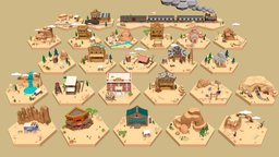 Low Poly Wild West Set