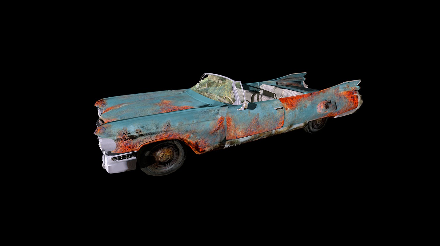 Wrecked Caddy (low poly) 3d model