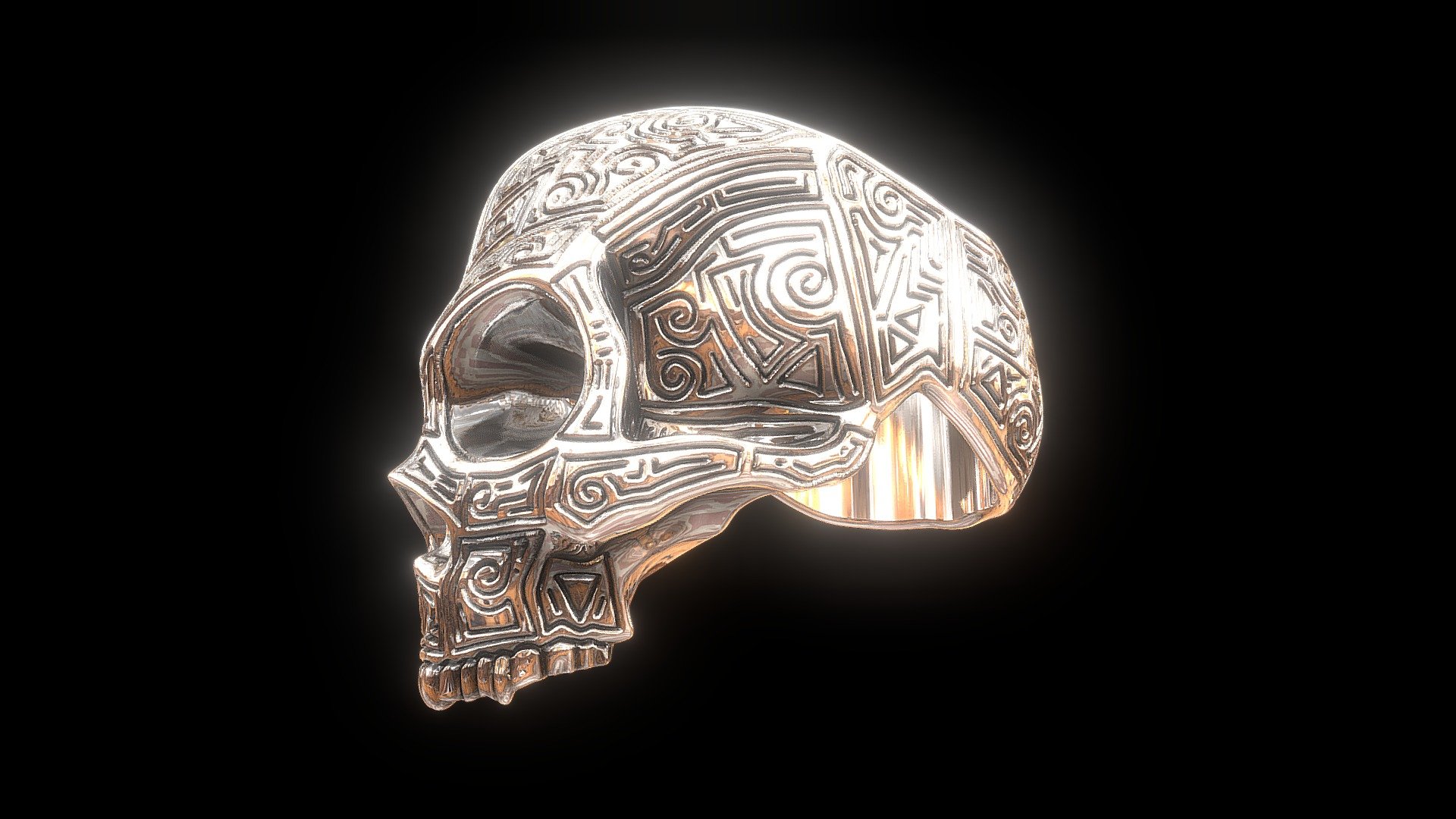 Doodled Skull Ring 3d model