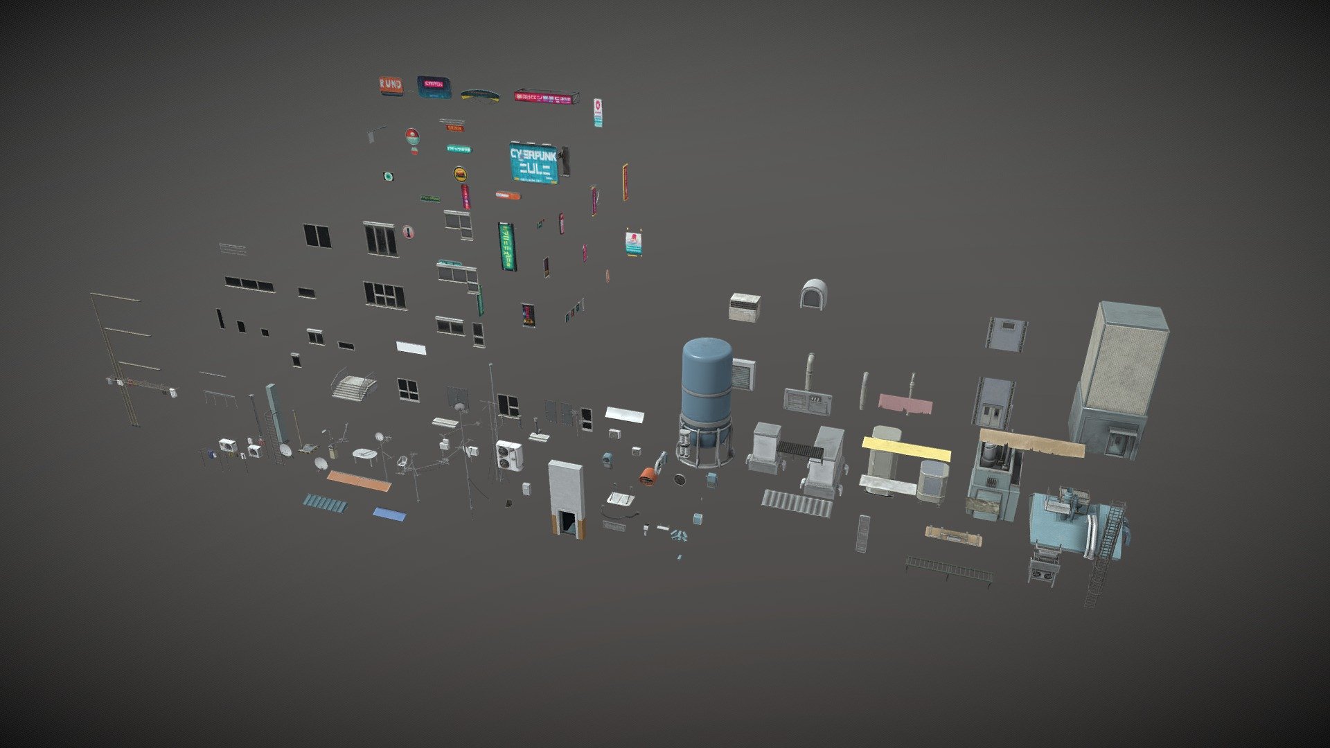 Cyberpunk City Asset Pack 3d model