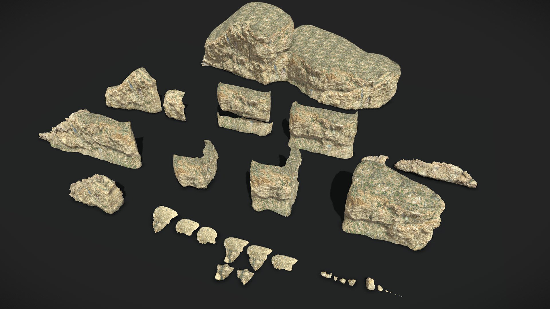 Big Arid Cliff Rock Wall Modules 3d model