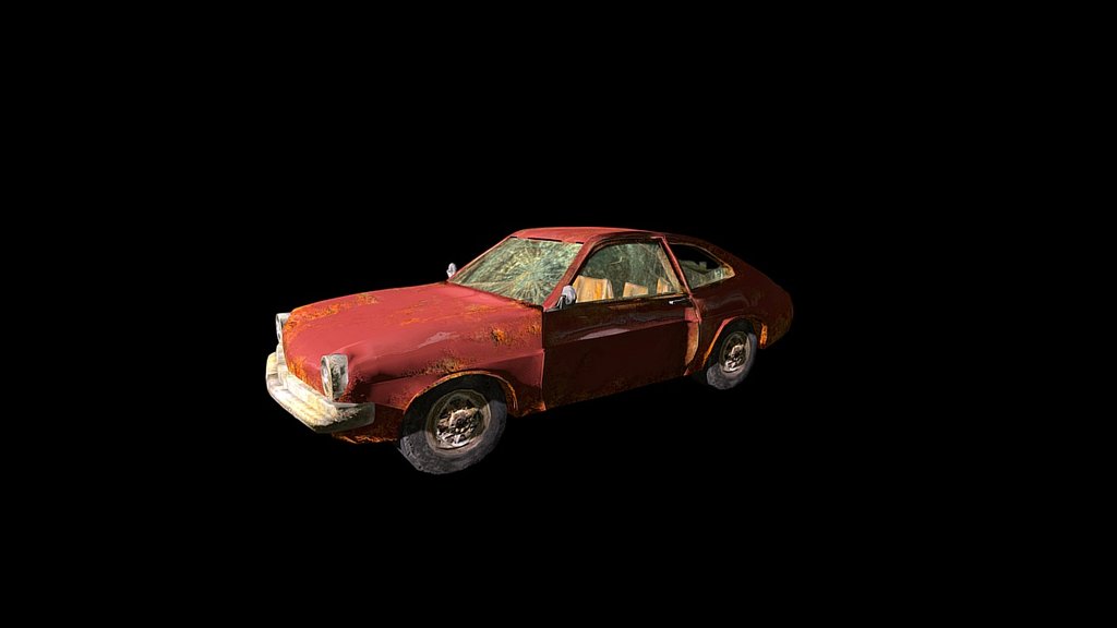 Wrecked Compact (low poly) 3d model