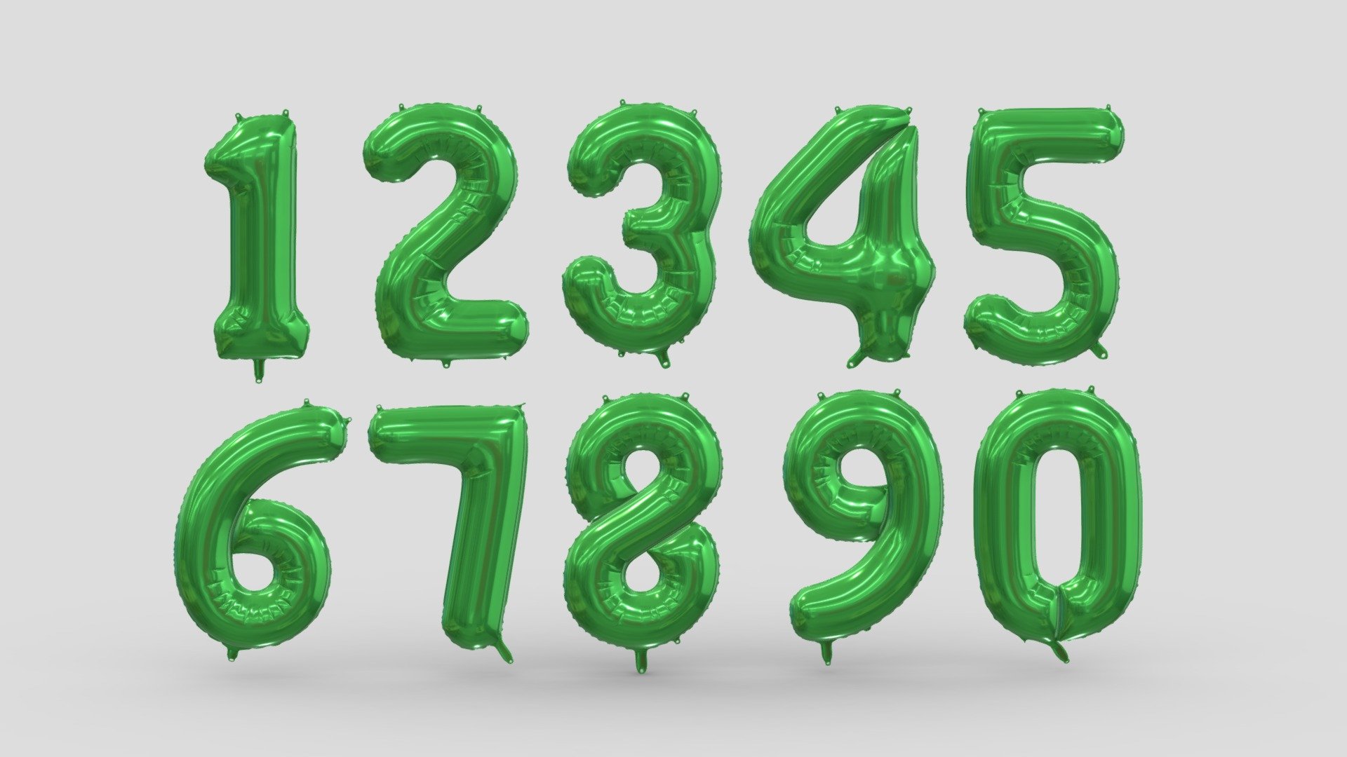 Balloon Numbers Green 3d model