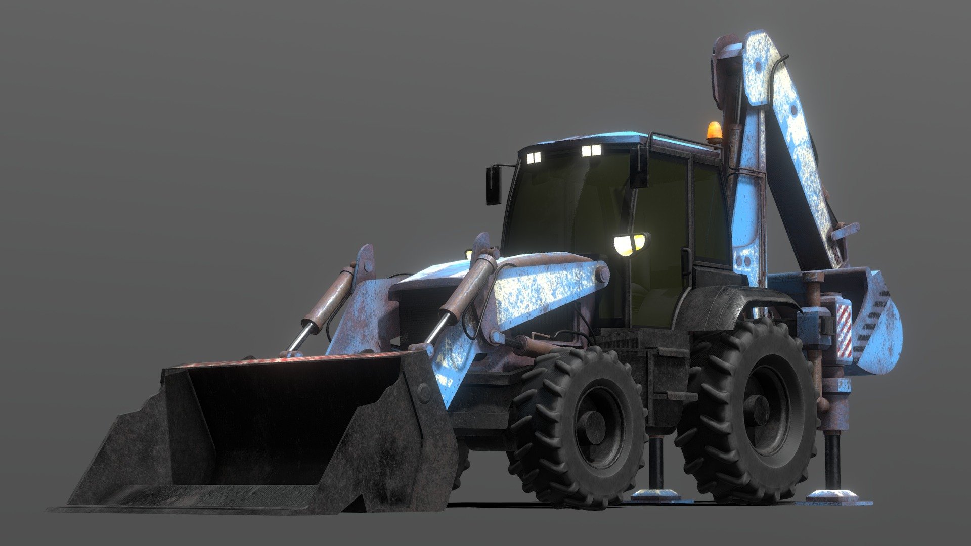 Tractor Excavator Model 01 (Blue version) 3d model