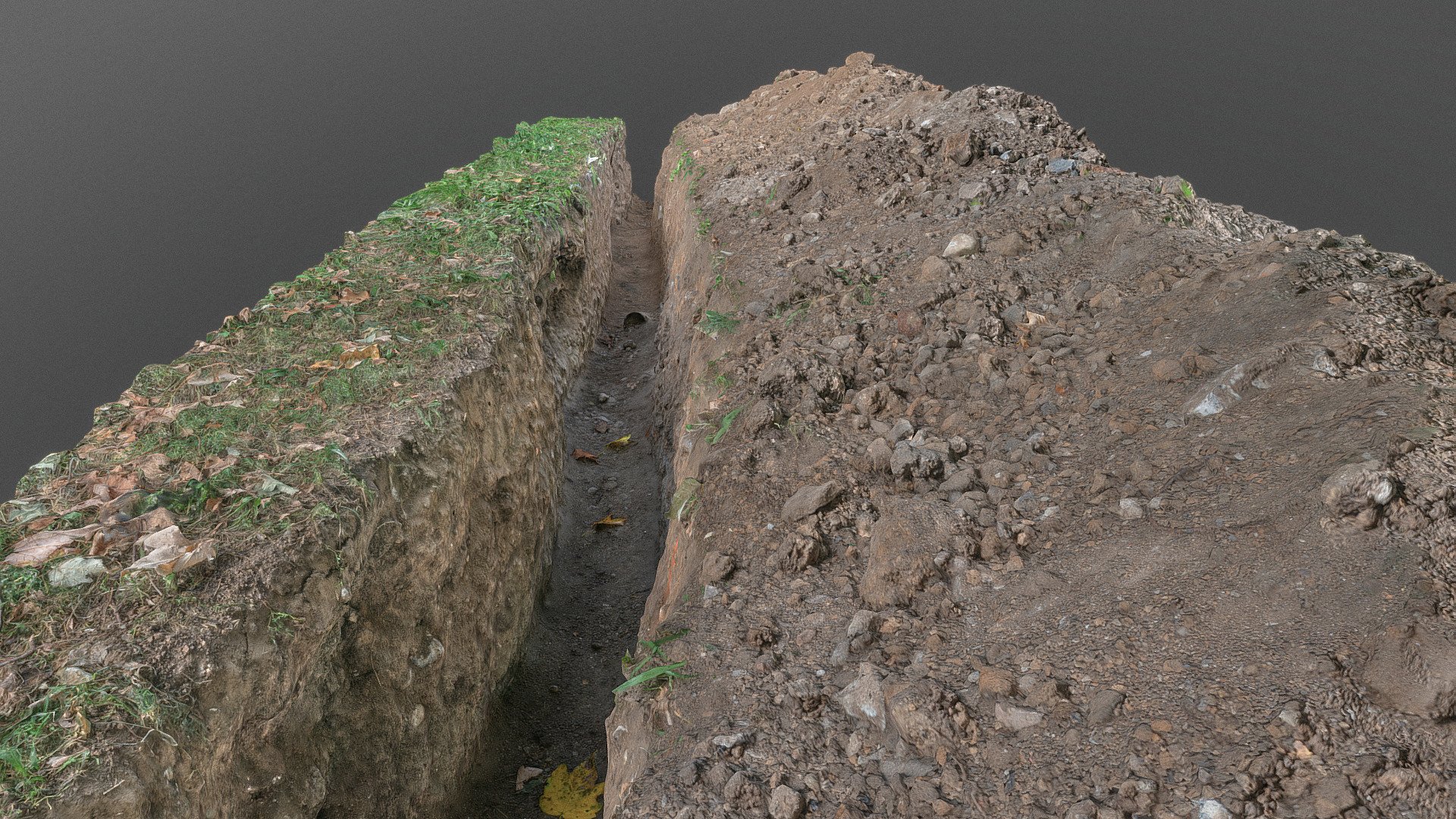 Construction site dug-out cable trench ditch 3d model