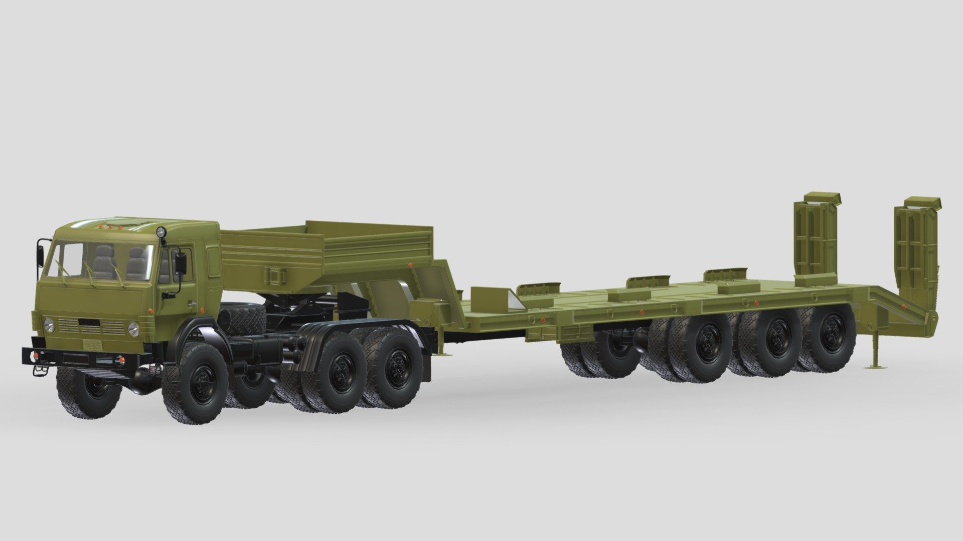 Kamaz-65225 Tank Transporter 3d model