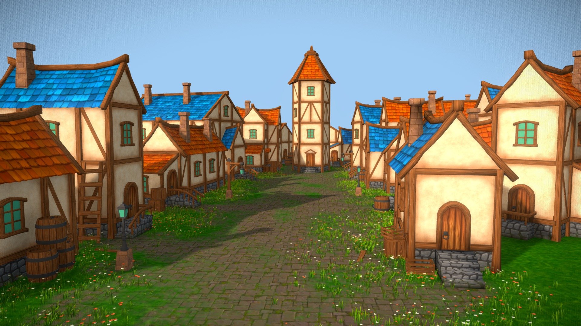 Modular Lowpoly Medieval Environment 3d model