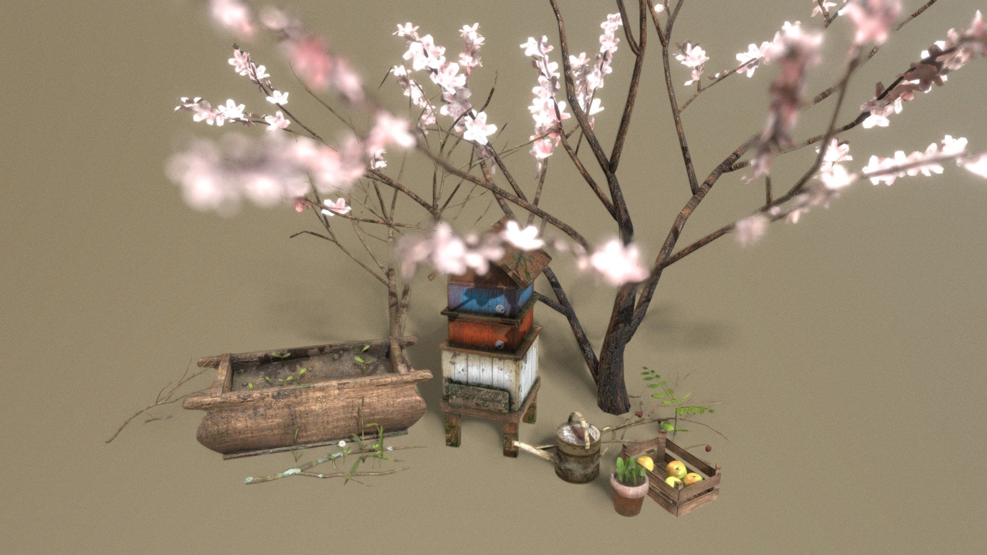 Spring Garden / Asset Pack 3d model