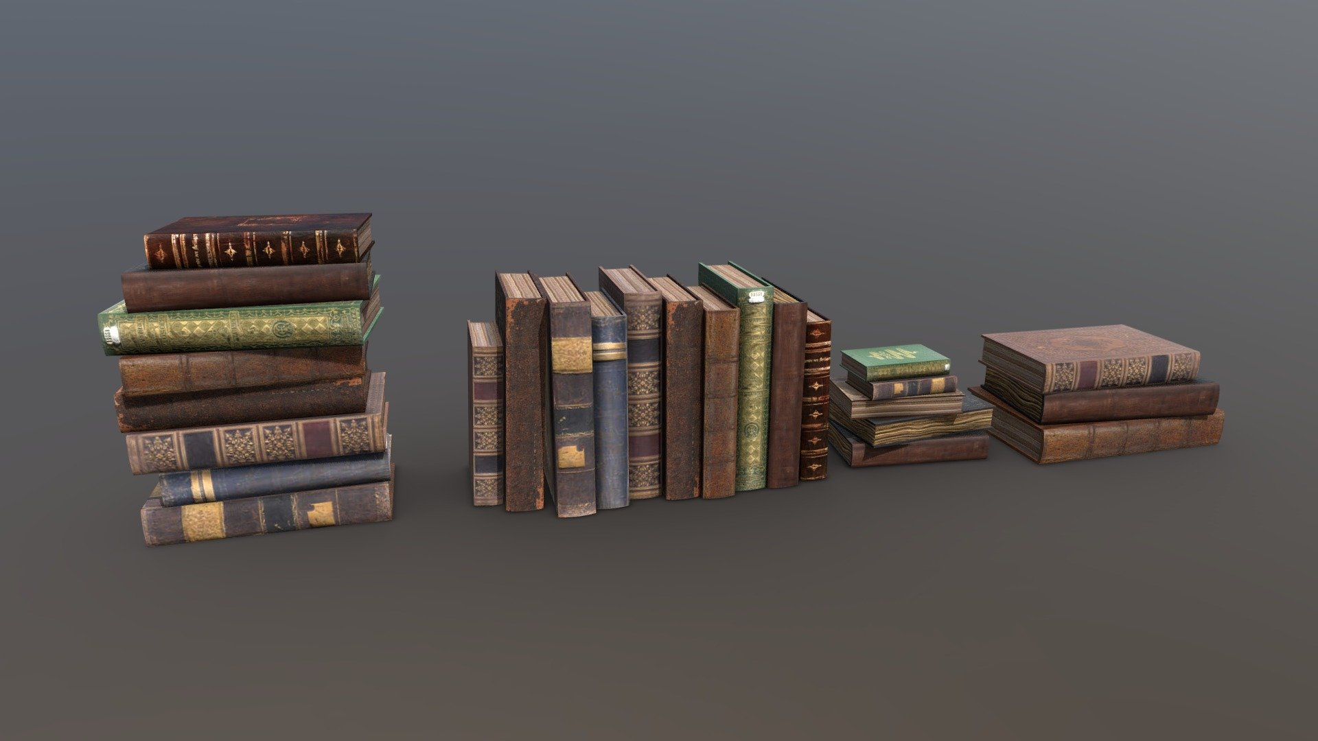 9 Old Books and Piles 3d model