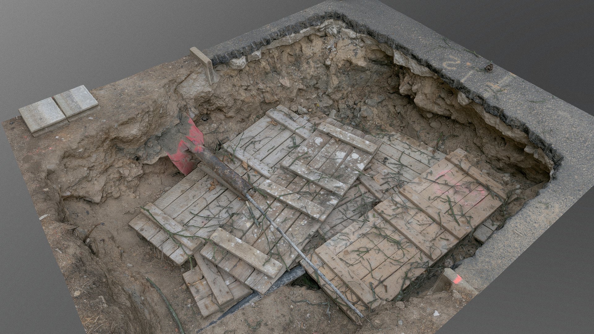 Covered dig site 3d model