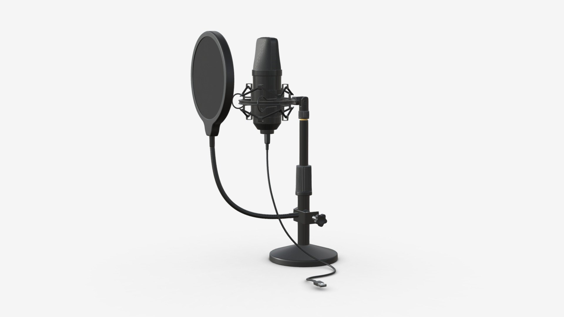 Cardioid microphone with stand USB 3d model