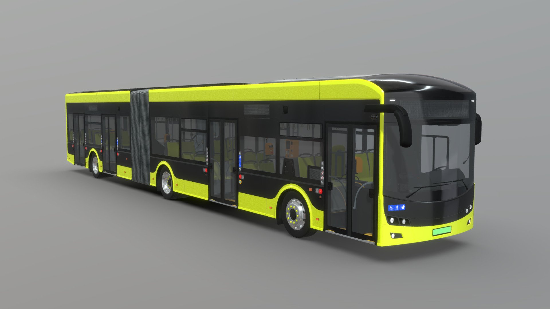 Articulated Electric City Bus [w/ Pantograph] 3d model