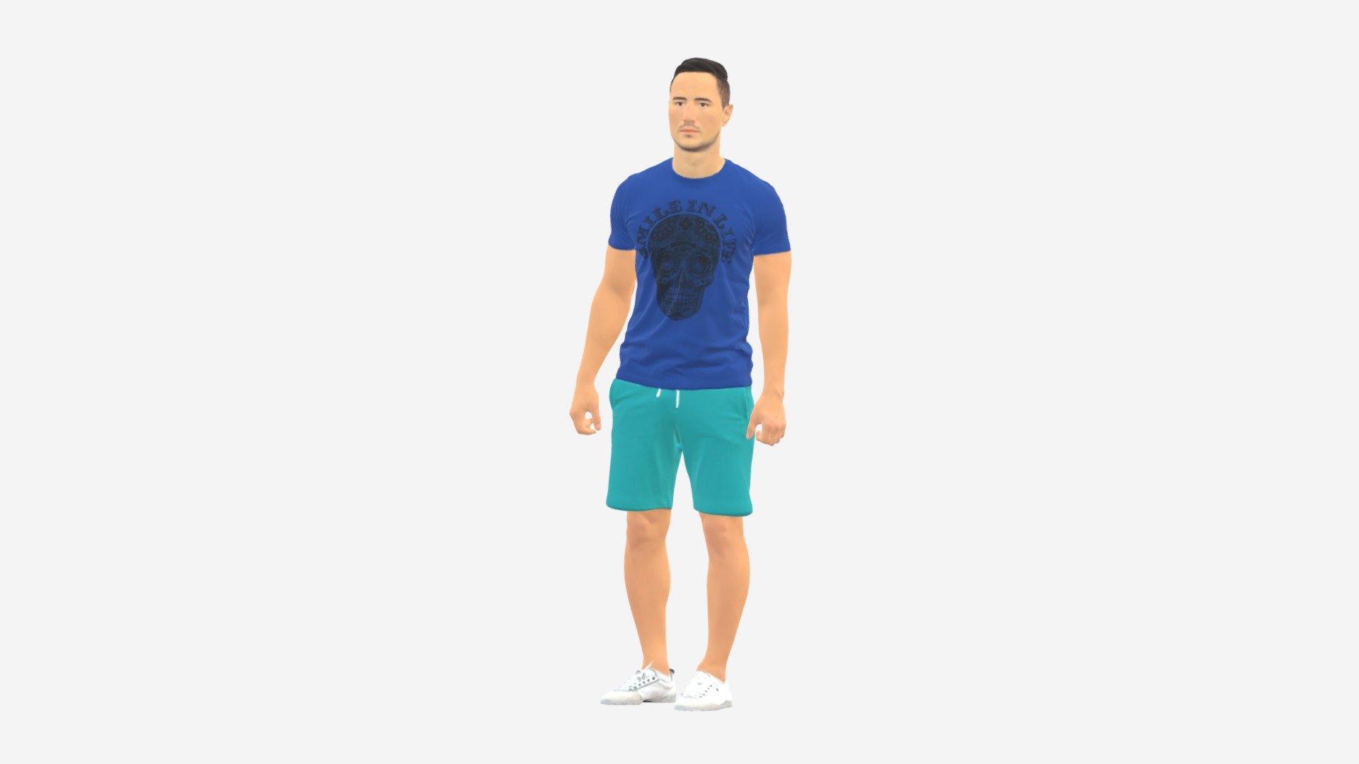 Man In Blue Shirt Turquoise 0770 3d model