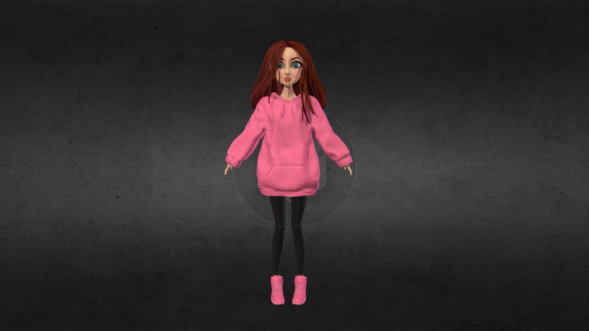 Girl in a hoodie 3d model