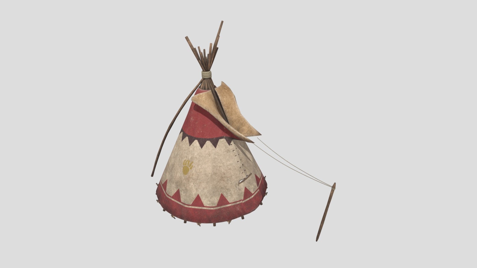 Teepee with 4K and 2K Textures 3d model