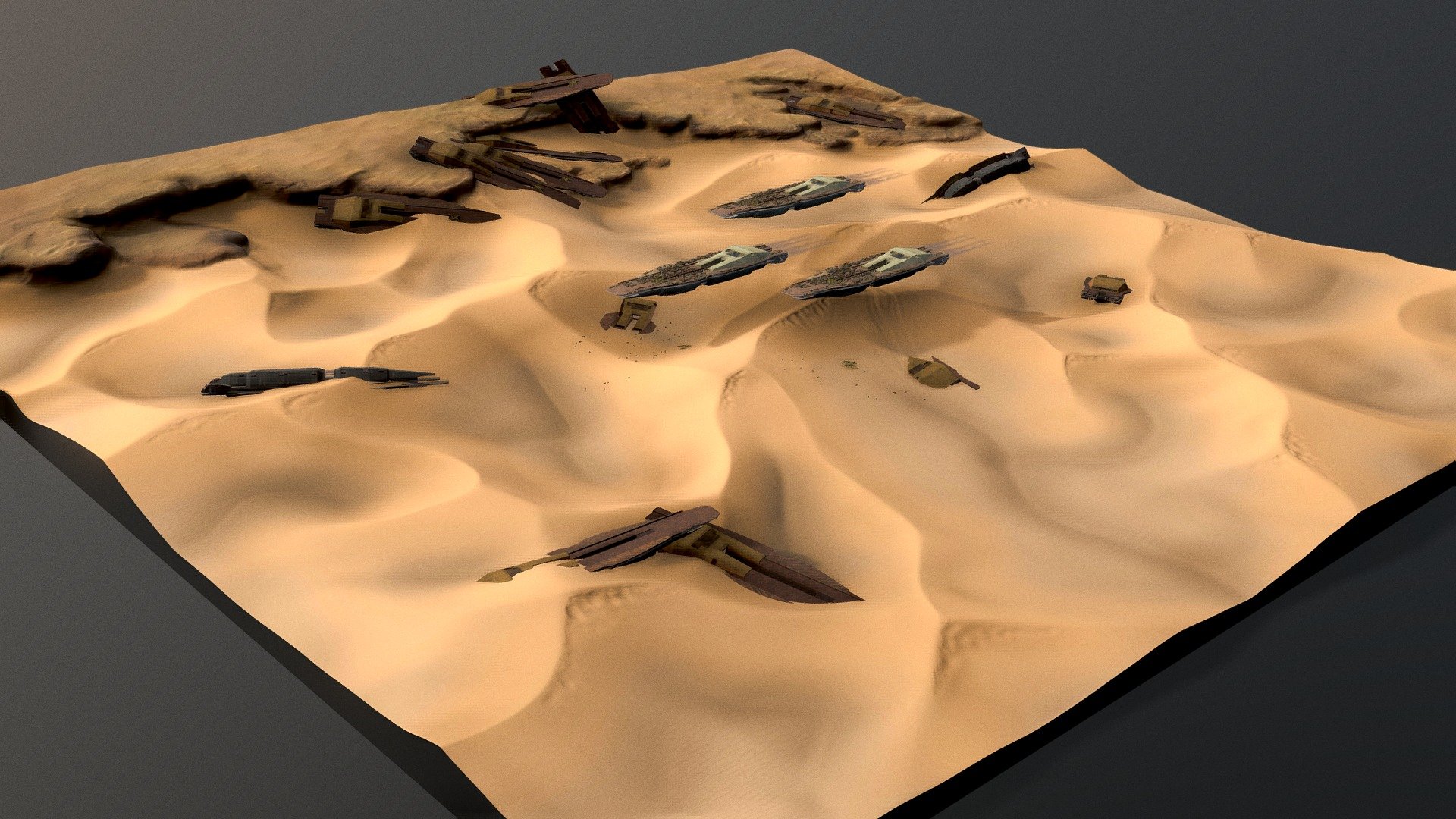 Desert, cemetery of spaceships 3d model