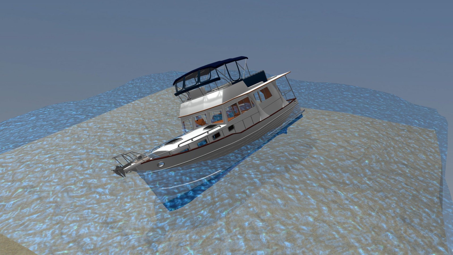 Partially Submerged Boat 3d model