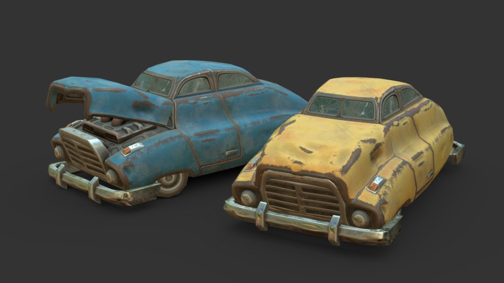 Dieselpunk Car Wreck (100th Submission OWO) 3d model