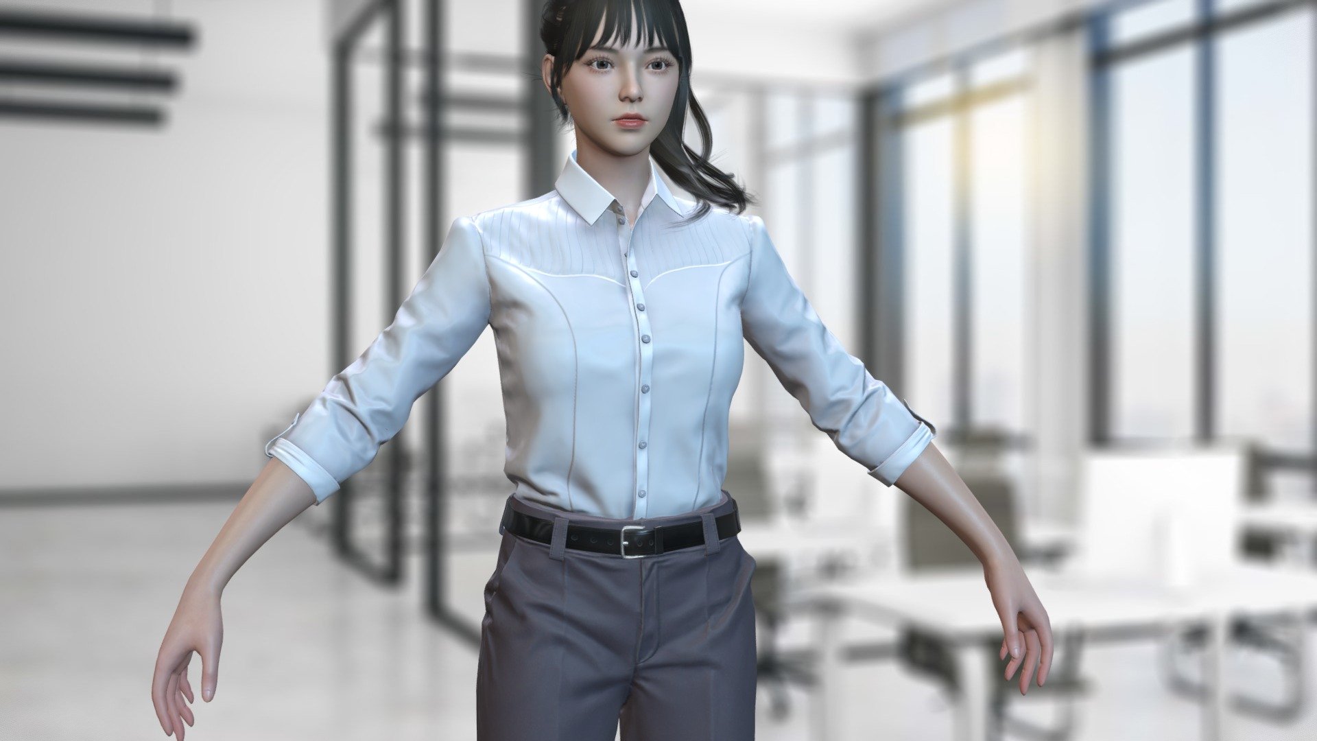 Woman in a business suit Lowpoly Gameassets 3d model