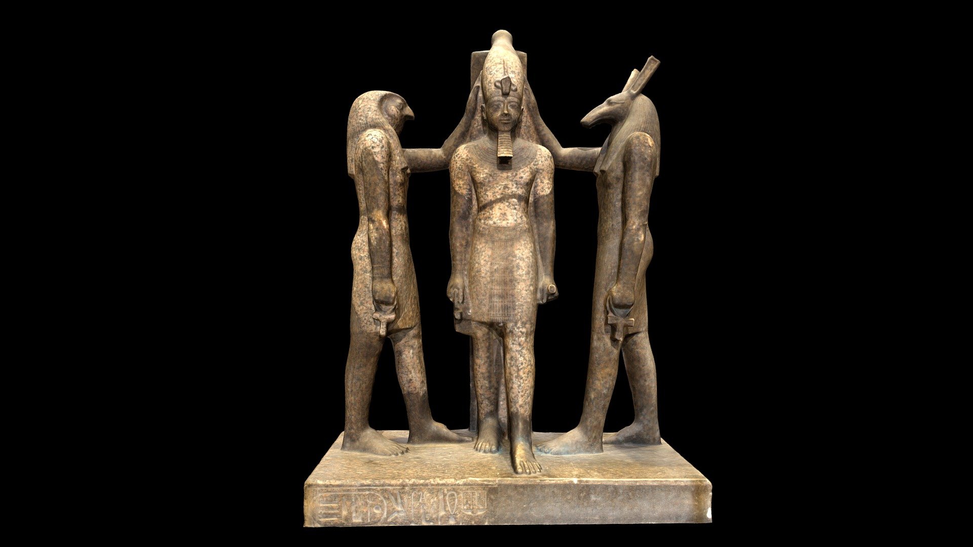 Statue of Ramses III with Horus and Seth 3d model