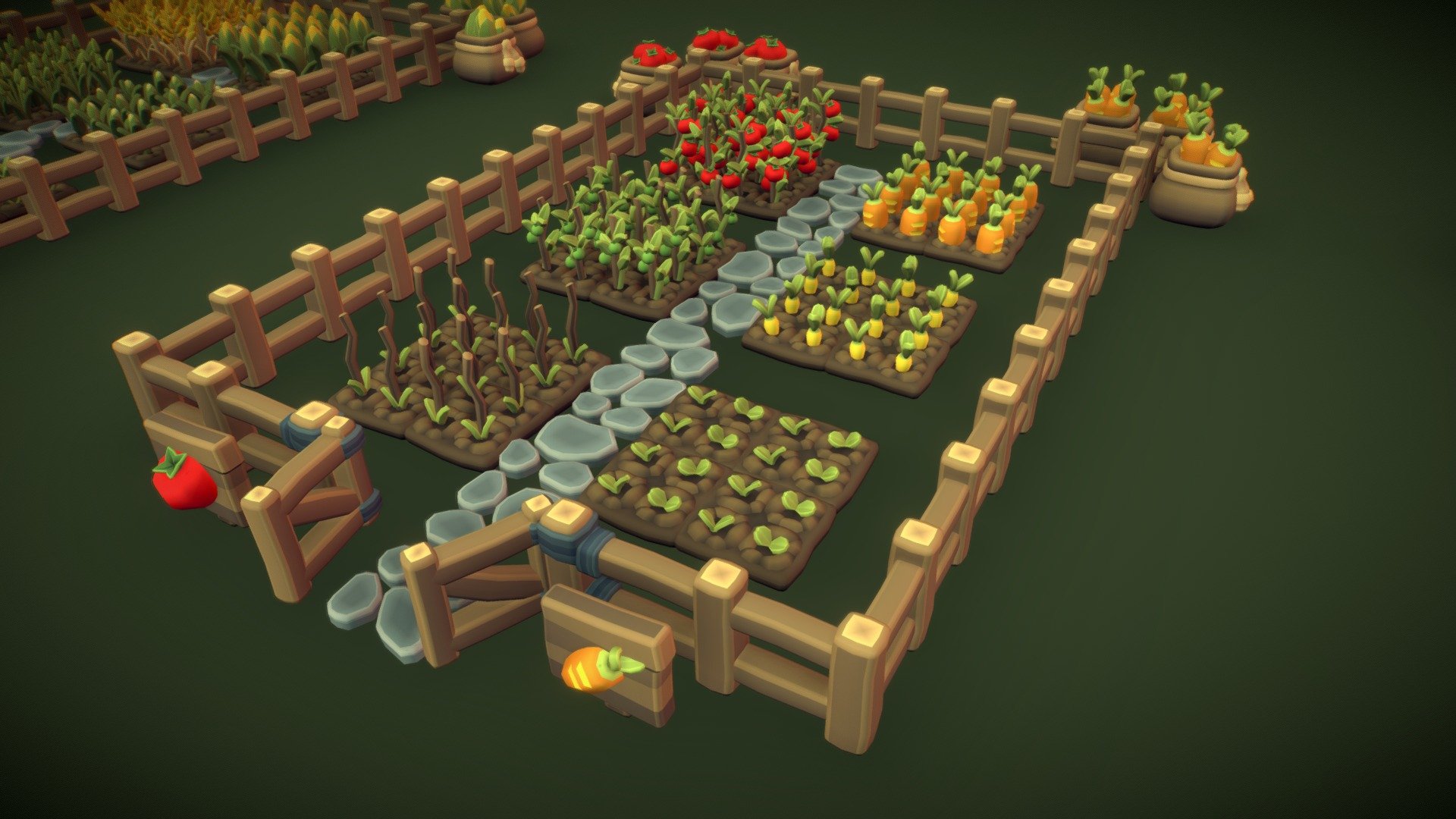 Cube World Farming Set 3d model