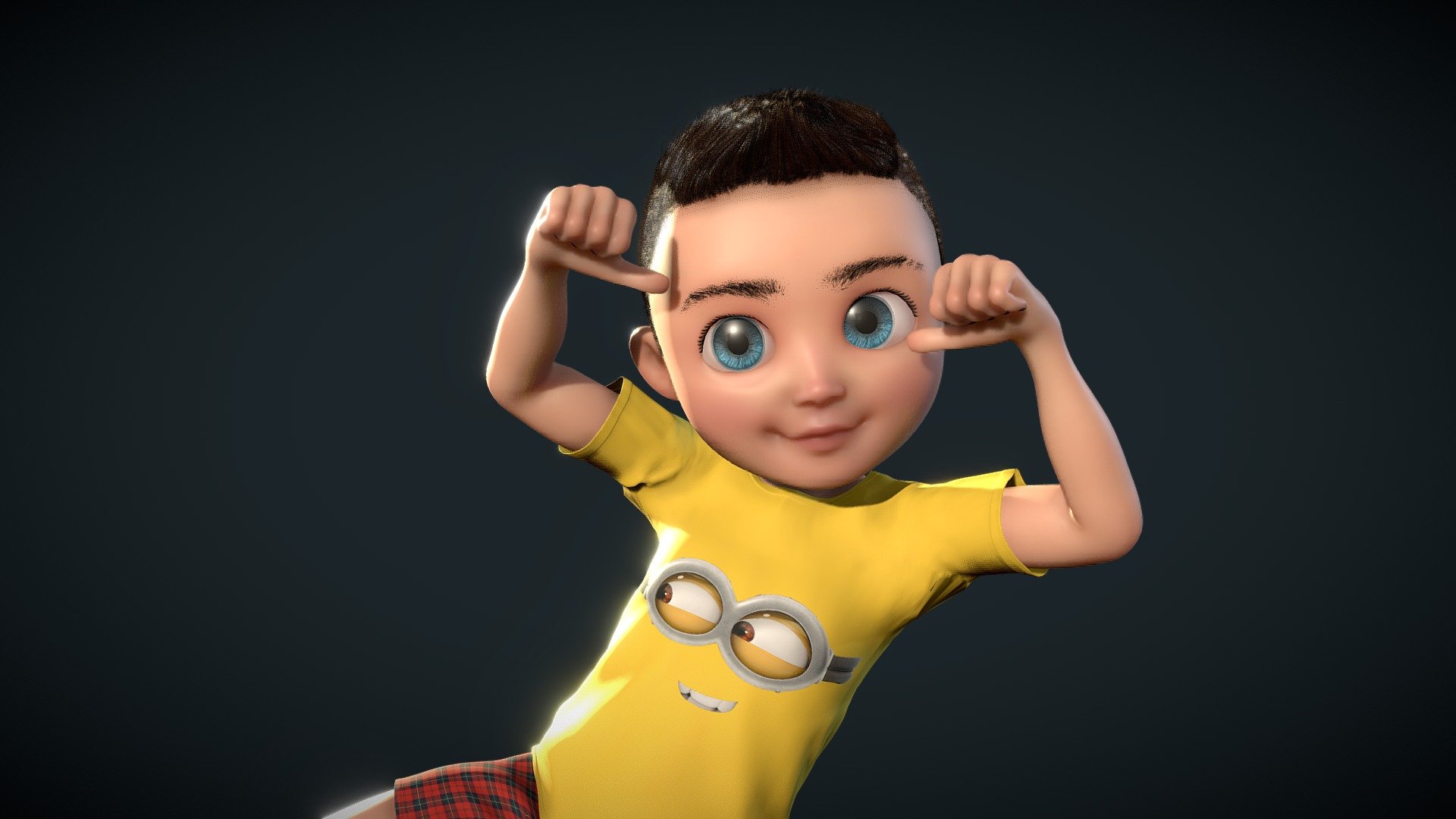 The boy cartoon cartoon young boy with binding 3d model