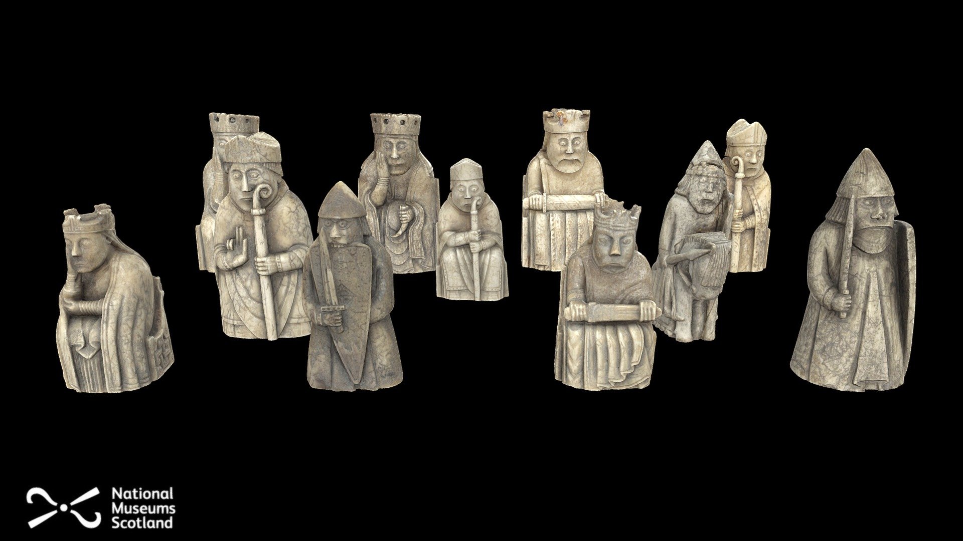 Lewis Chess Pieces: Complete Set 3d model