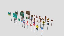 road street and traffic signs with pbr textures