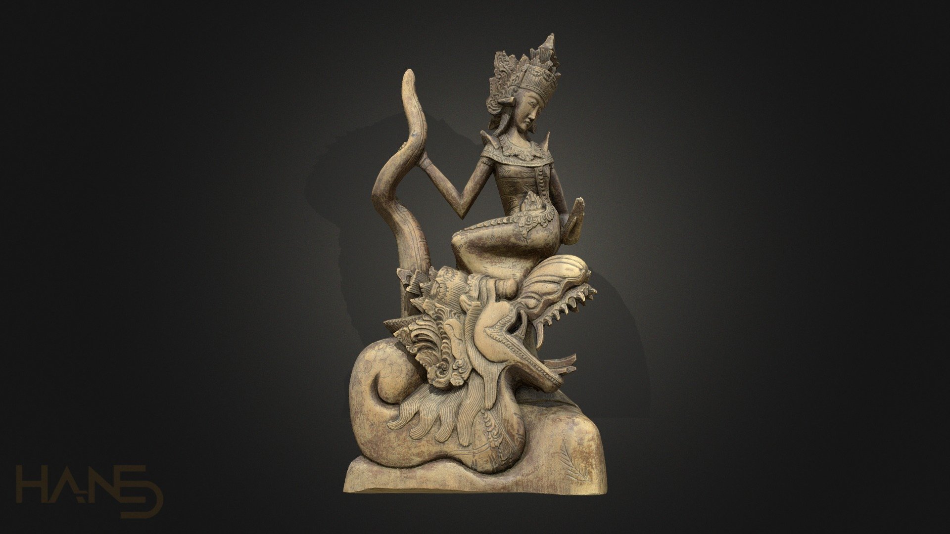 Asian Carving Woman and Dragon 3d model