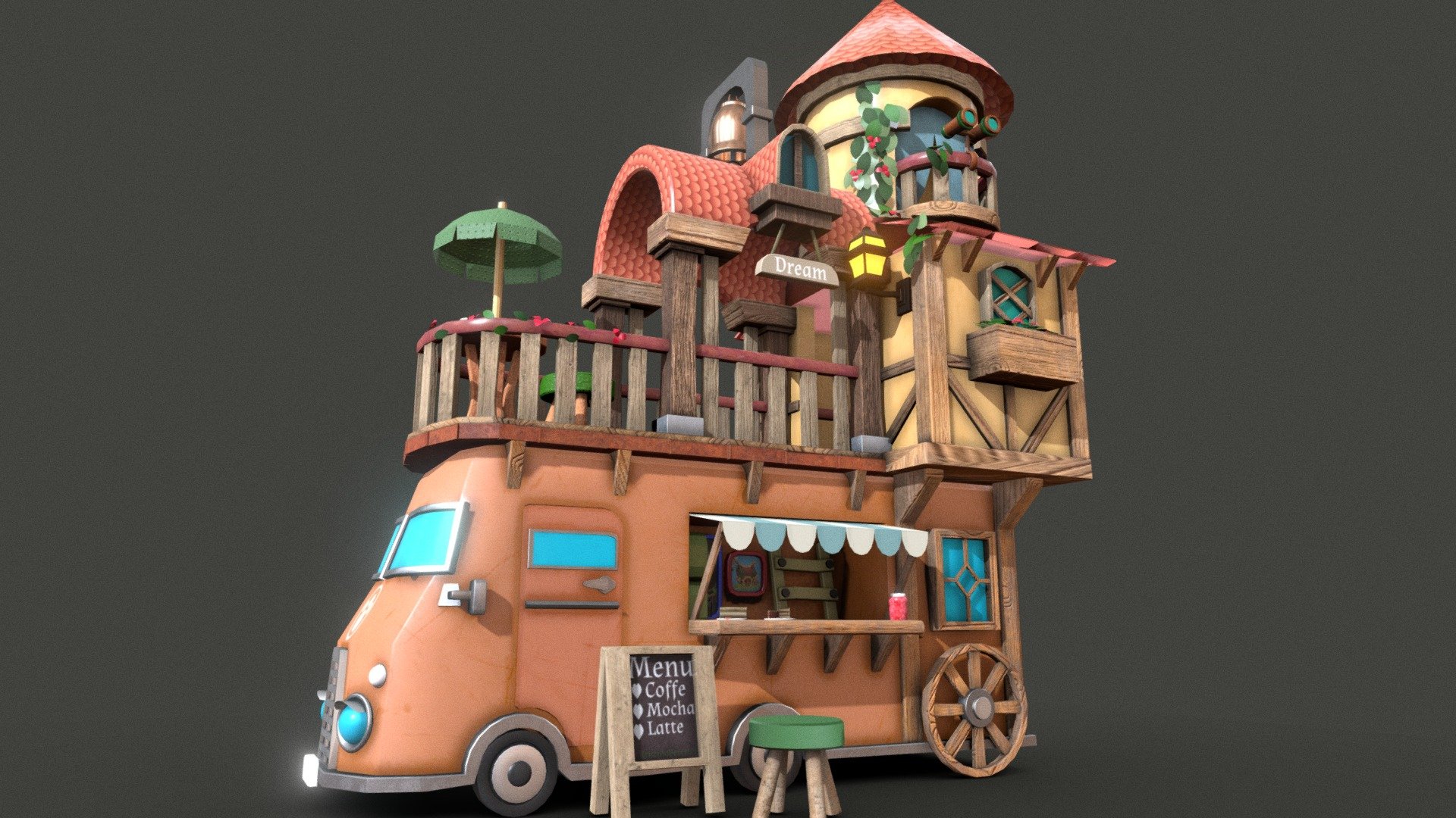 cafe on wheels 3d model